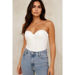 Felina Bridal Push Up 36A  White Girdle Corset Bra Top Bustier Lingerie